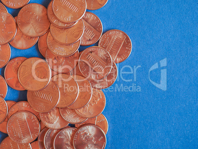 One Cent Dollar coins, United States over blue