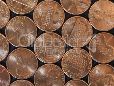 One Cent Dollar coins, United States over black