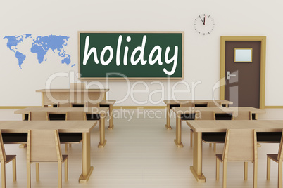 Empty classroom, 3d illustration,