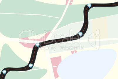 Road with pin, 3d illustration