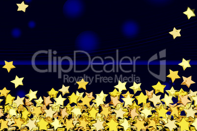 Background with many golden stars, 3d-illustration