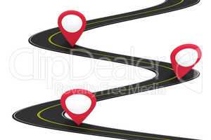 Road with pin, 3d illustration