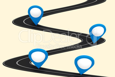 Road with pin, 3d illustration