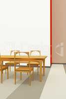 Table set of solid wood, 3d illustration