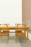 Table set of solid wood, 3d illustration