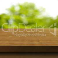Wooden tabletop with blurred background