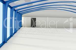 Empty commercial hall inside, 3d illustration