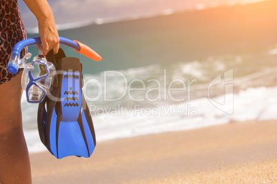 Woman Holding Snorkeling Gear