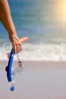 Woman Holding Snorkeling Gear