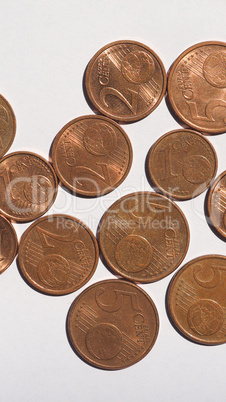 Euro coins 1 and 2 cents - vertical