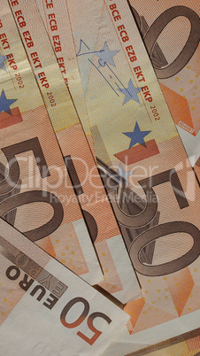 Fifty Euro notes - vertical