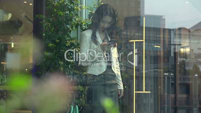 Business Woman Asian Businesswoman With Smartphone In Office Building