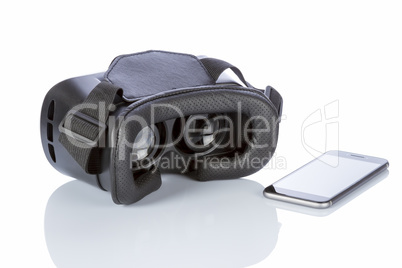 VR Glasses and smartphone with clipping path for screen on white