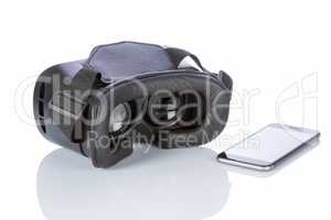 VR Glasses and smartphone with clipping path for screen on white
