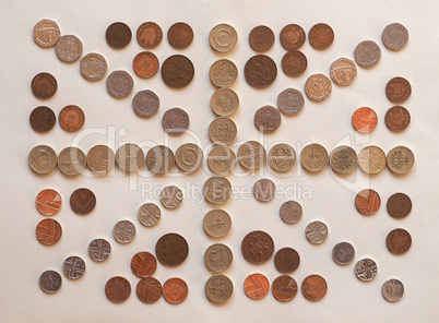 flag of the United Kingdom (UK) aka Union Jack made with coins