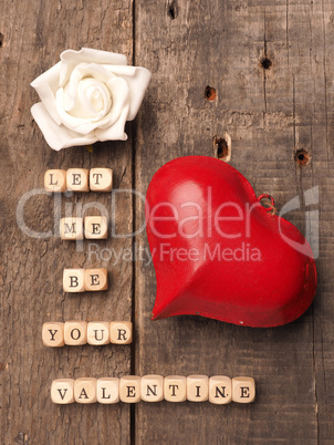 Wooden dices with heart shape