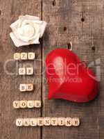 Wooden dices with heart shape