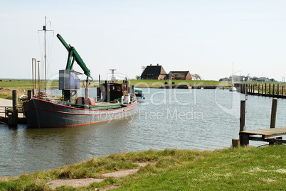 Harbor on the Hallig Hooge in north Friesland