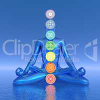 Chakras blue meditation - 3D render