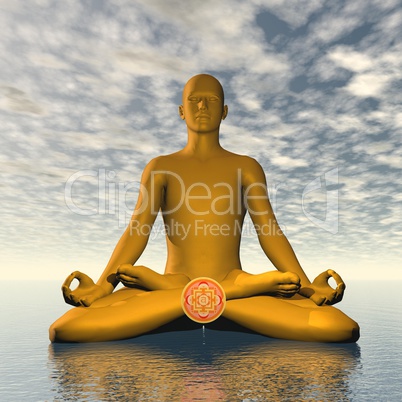Orange svadhishthana or sacral chakra meditation - 3D render