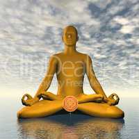 Orange svadhishthana or sacral chakra meditation - 3D render