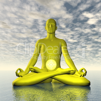 Yellow manipura or solar plexus-navel chakra meditation - 3D render