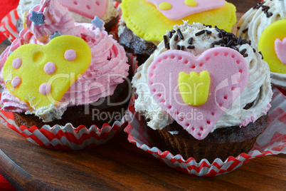 Valentine cupcakes close up