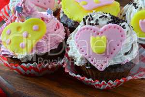 Valentine cupcakes close up