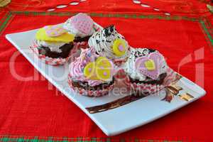 Colorful velvet cupcakes