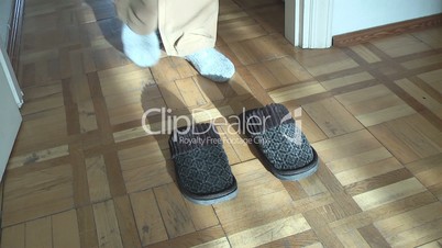 Man wearing slippers