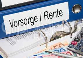 Vorsorge Rente Ordner im Büro