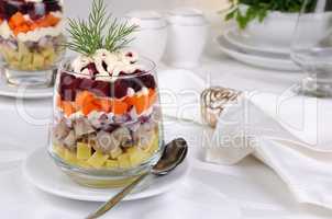 Salad of herring with vegetables