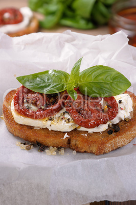 Bruschetta with feta and tomatoes