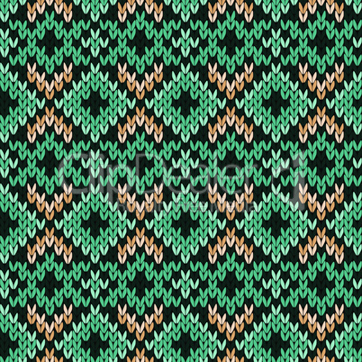 Knitted seamless pattern mainly in turquoise