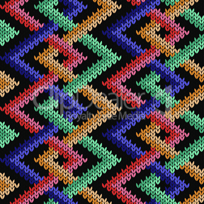Seamless knitted pattern with intertwined lines