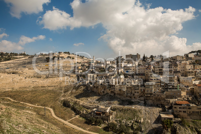 Silwan Village and Mount of Olives in Jerusalem .