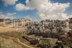 Silwan Village and Mount of Olives in Jerusalem .