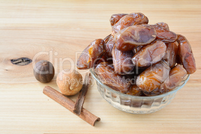 Dates in glass bowl