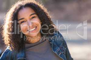 Mixed Race African American Girl Teenager With Perfect Teeth