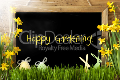 Sunny Narcissus, Easter Egg, Bunny, Text Happy Gardening