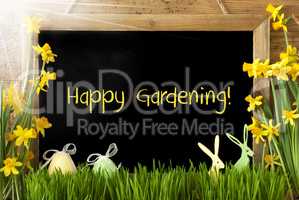 Sunny Narcissus, Easter Egg, Bunny, Text Happy Gardening