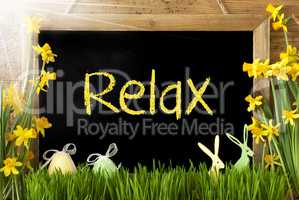 Sunny Narcissus, Easter Egg, Bunny, Text Relax