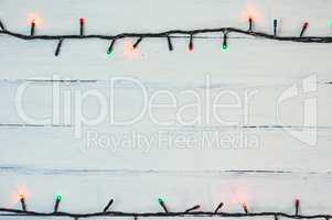 electric Christmas garland with colored small bulbs