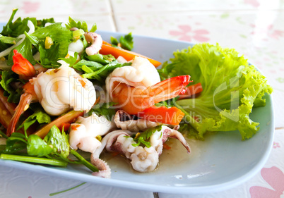 Thai spicy seafood salad