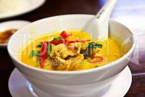 Chicken curry with pineapples.