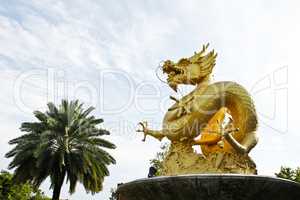 Chinese Golden Dragon Statue in Phuket, Thailand.