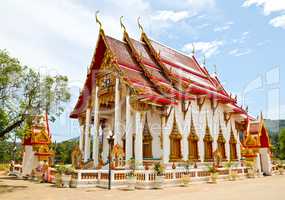 Wat Chalong or Chaitharam Temple in Phuket, Thailand.