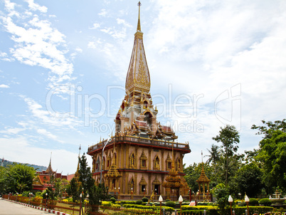Pagoda in Wat Chalong or Chaitharam Temple, Phuket, Thailand.