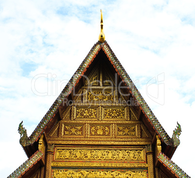 The front of roof Thailand's temple.