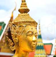 Golden kinnara statue in Grand palace Bangkok,Thailand.